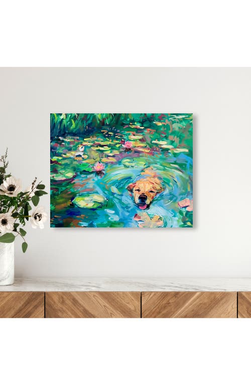 Wynwood Studio Lily Pad Dog Canvas Wall Art In Green
