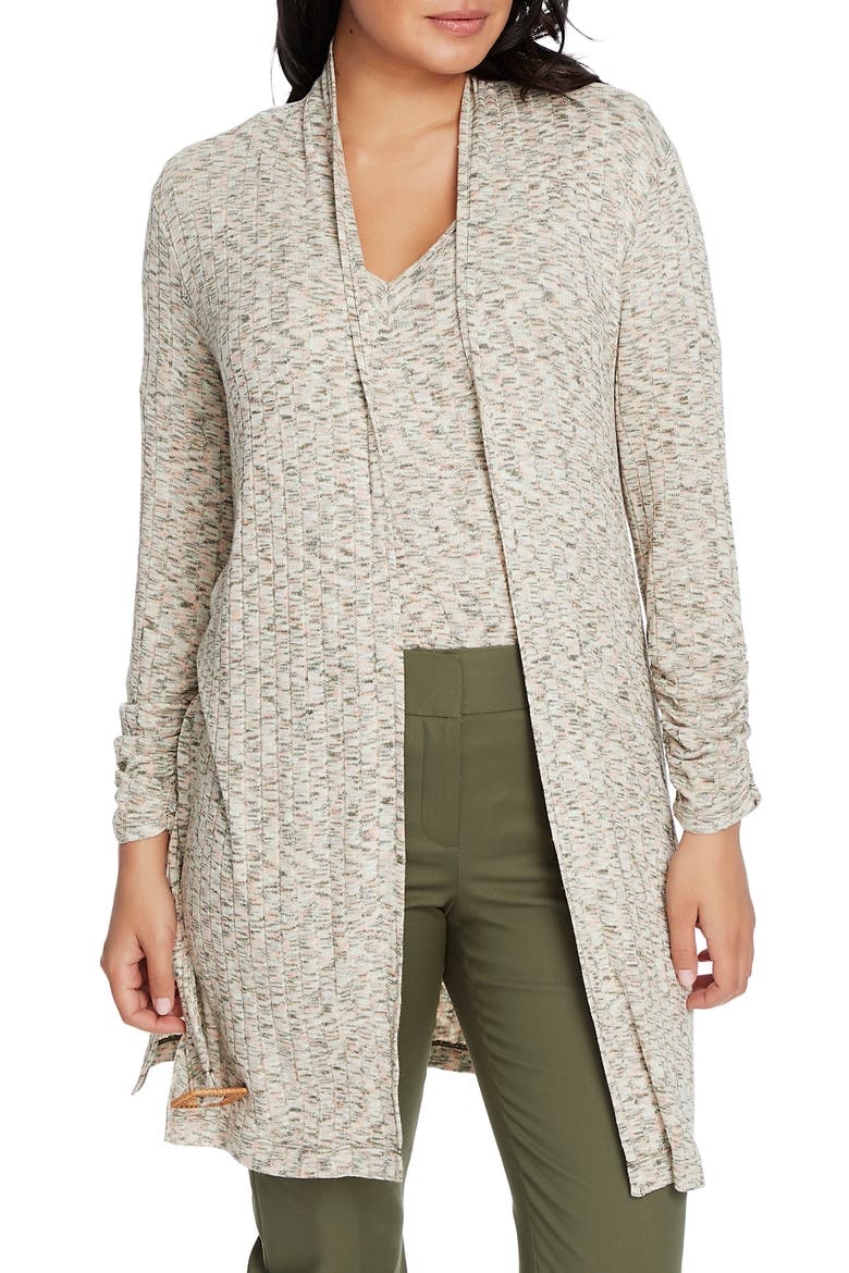 Jaspé Ribbed Belted Long Cardigan, Main, color, EXOTIC PALM