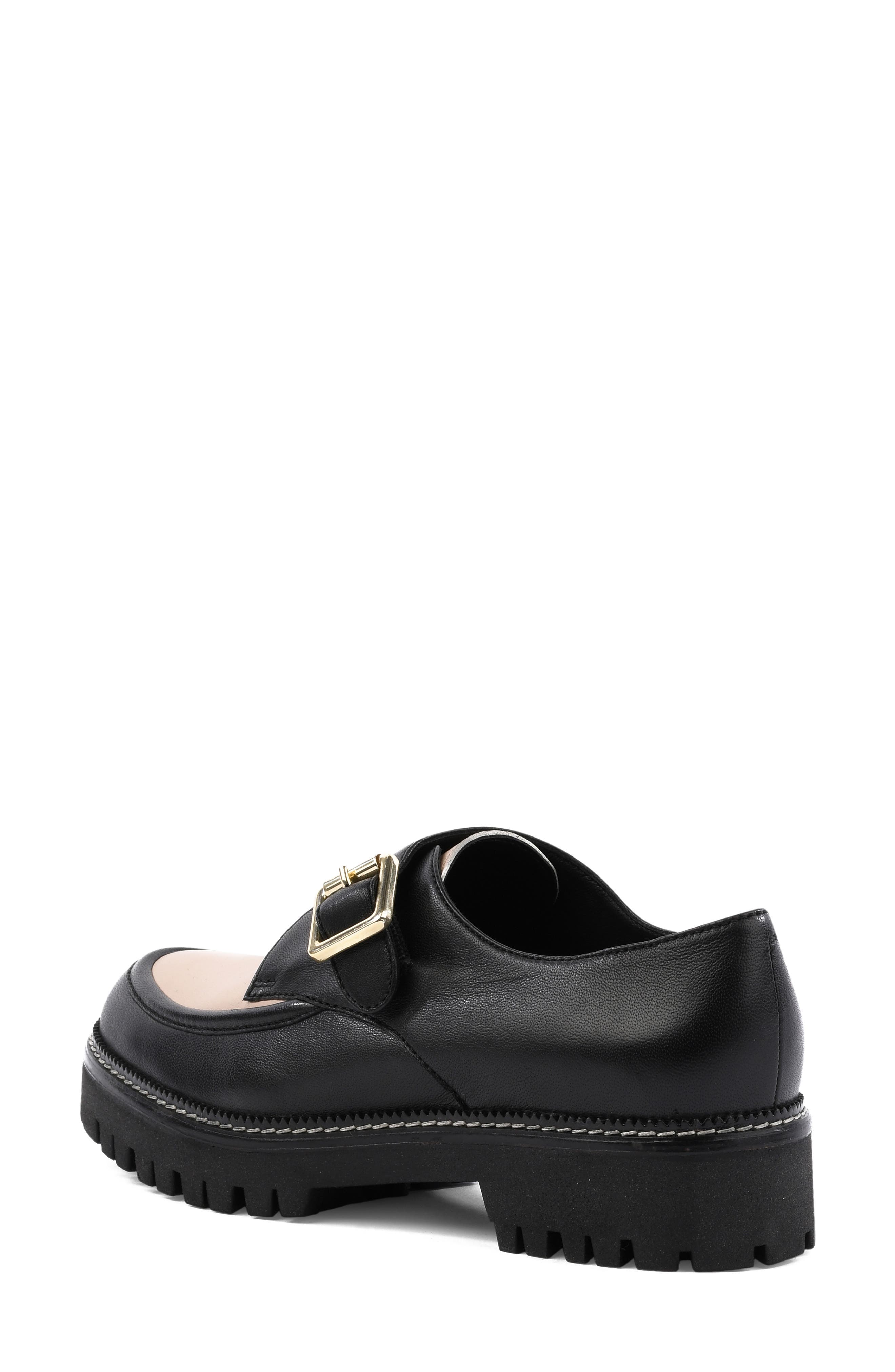 Catch Me Monk Strap Loafer, Alternate, color, BLACK/ WHITE LEATHER