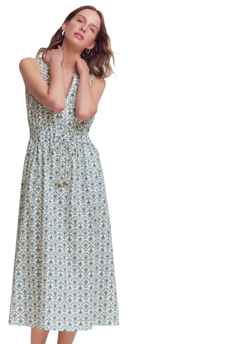 Delphine Cotton Jersey Midi Dress, Main, color, IVORY, FLOWER LATTICE