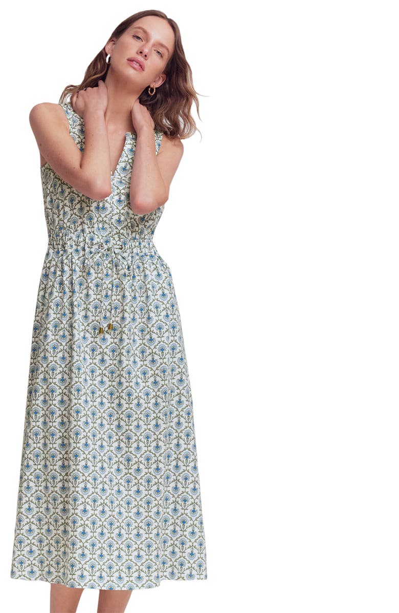 Boden Delphine Cotton Jersey Midi Dress, Main, color, Ivory, Flower Lattice