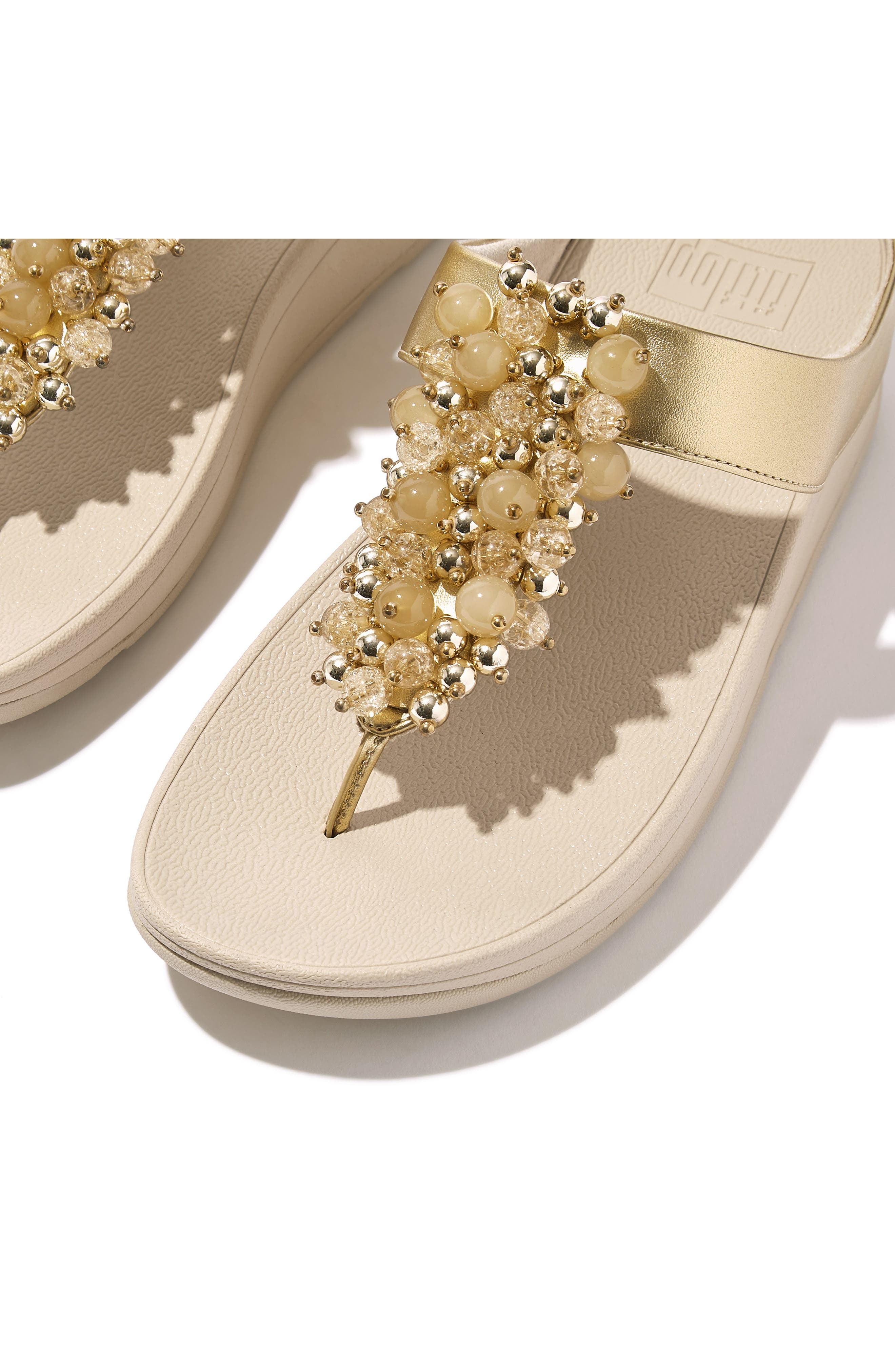 Fino Bauble Bead Flip Flop, Alternate, color, PLATINO