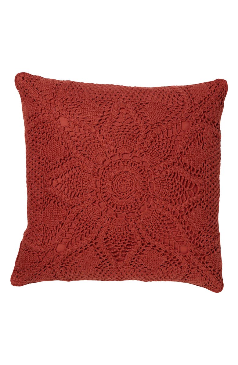 ROSELLI TRADING COMPANY Olivia Crocheted Accent Pillow, Main, color, Warm Red
