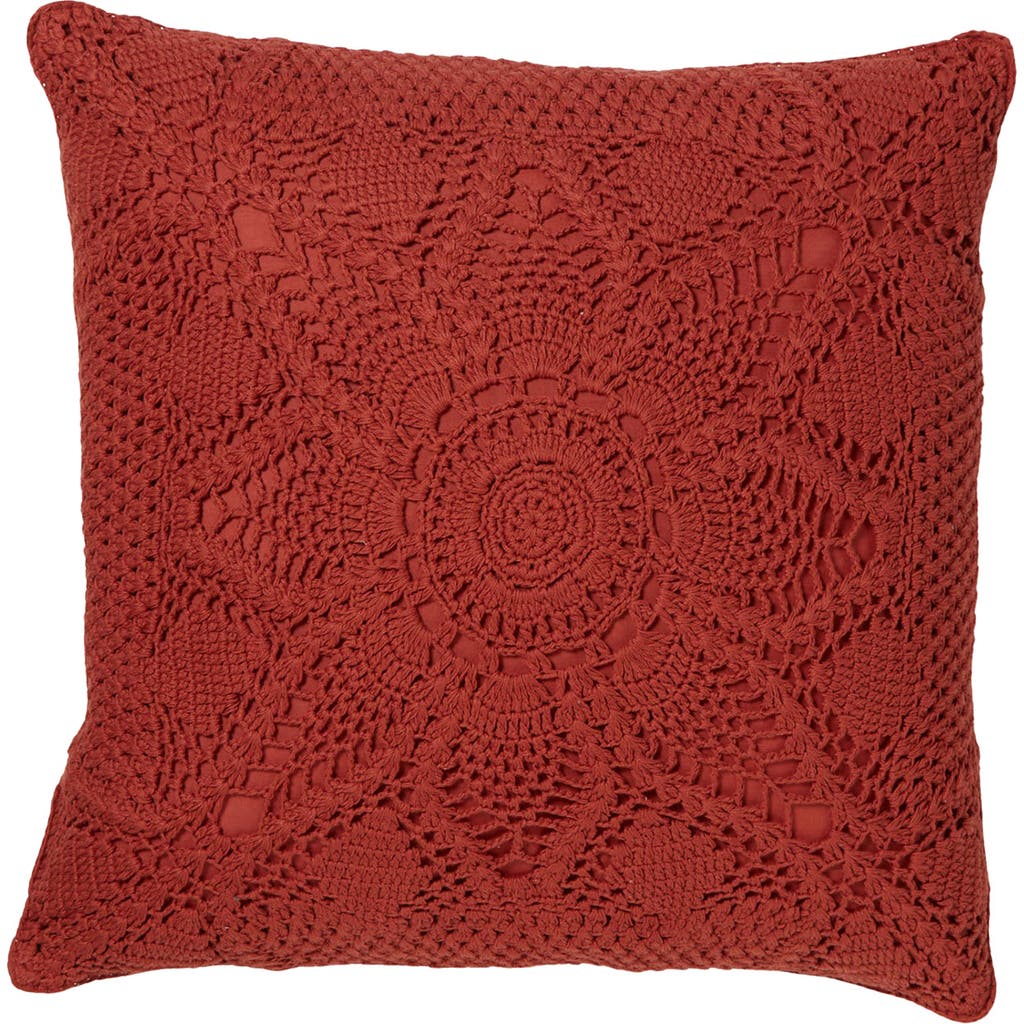 Roselli Trading Company Olivia Crocheted Accent Pillow In Warm Red