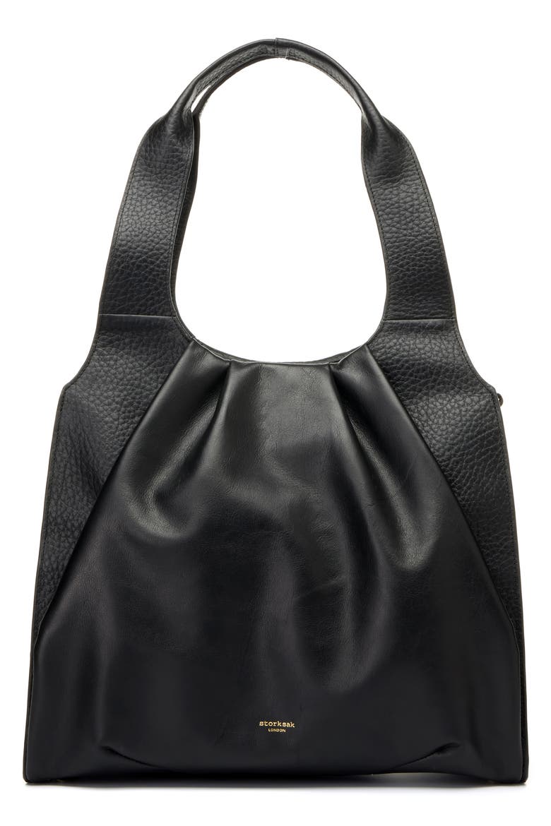 Kaia Leather Convertible Diaper Bag, Main, color, BLACK