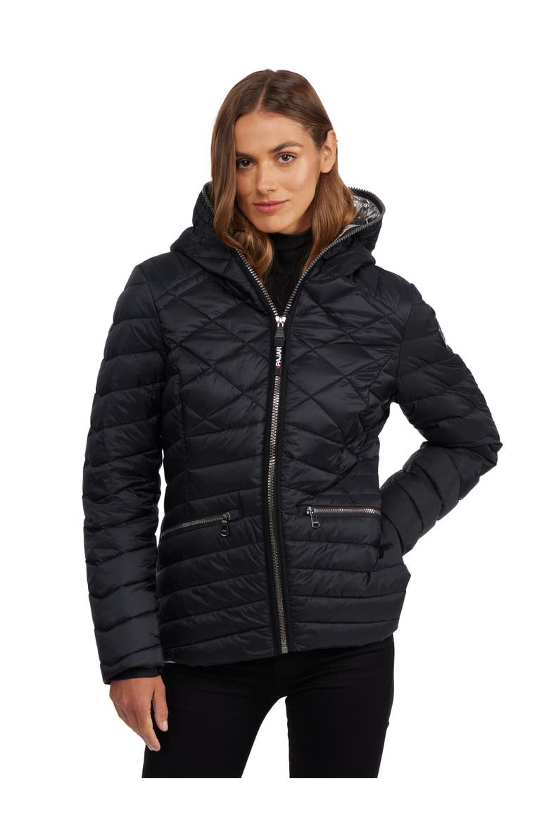 Nyota Lightweight Mixed-Diamond Quilted Packable Jacket, Alternate, color, Black