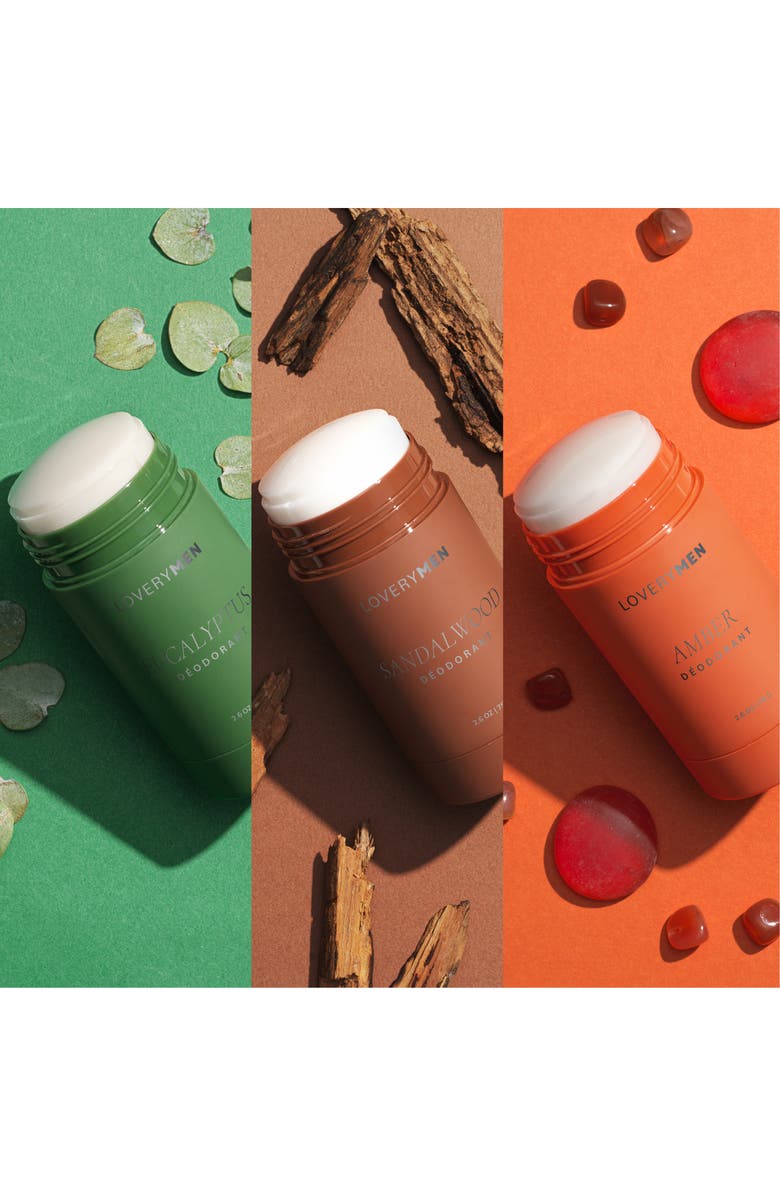 Lovery 3-Pack Odor Control Deodorants Gift Set, Alternate, color, Amber/Eucalyptus/Sandalwood