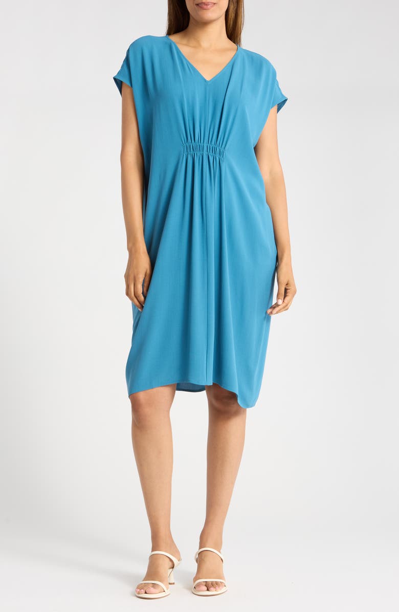 Eileen Fisher V-Neck Silk Shift Dress, Main, color, 