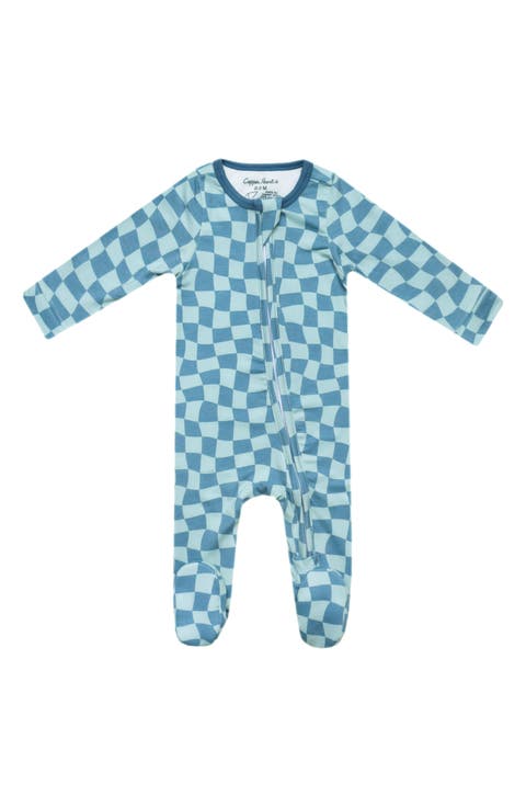 Miles Check Zip-Up Footie (Baby)