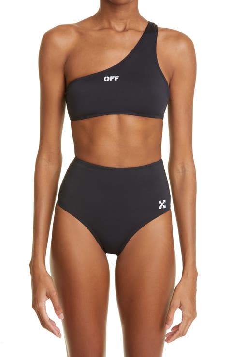 Logo One-Shoulder Two-Piece Swimsuit