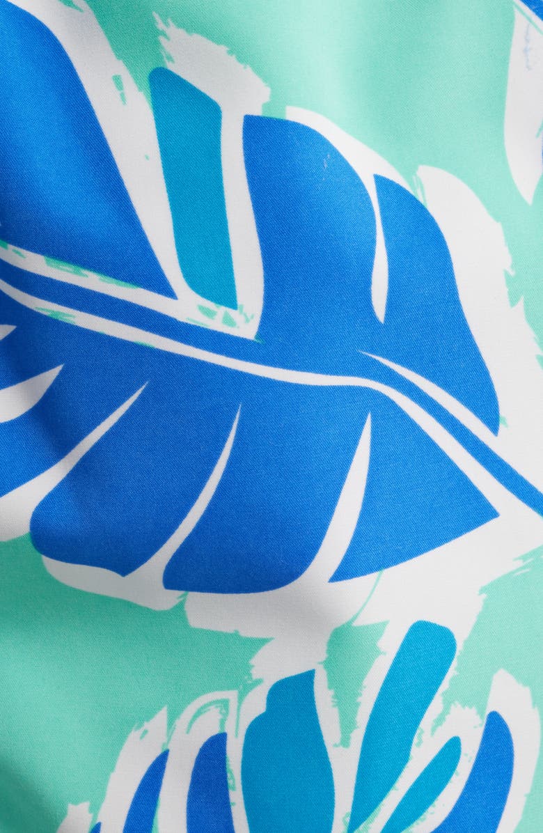 Tom & Teddy Palm Leaf Print Swim Trunks, Alternate, color, Green Blue