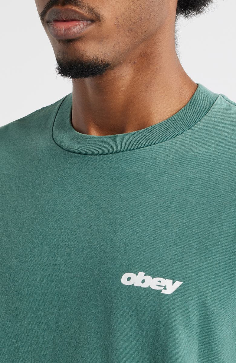 Obey Bounce Cotton Graphic T-Shirt, Alternate, color, Pigment Rainforest