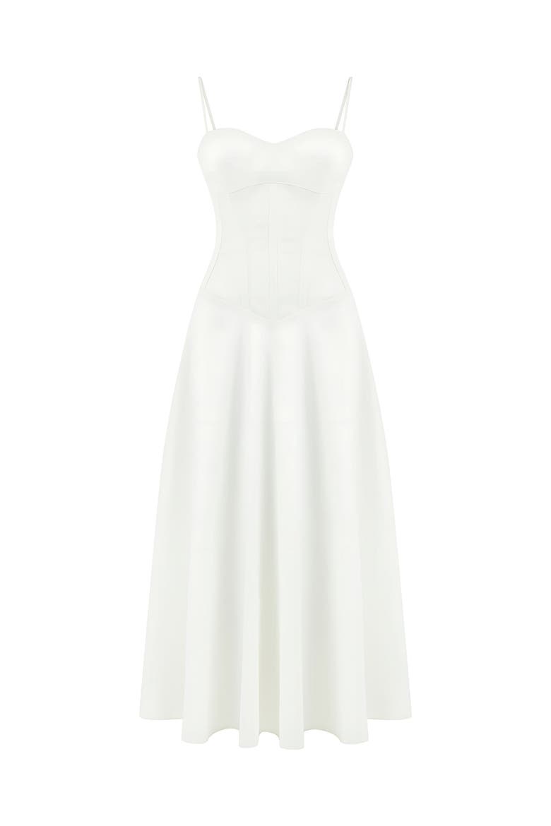 Corset Detailed Dress, Alternate, color, Ivory