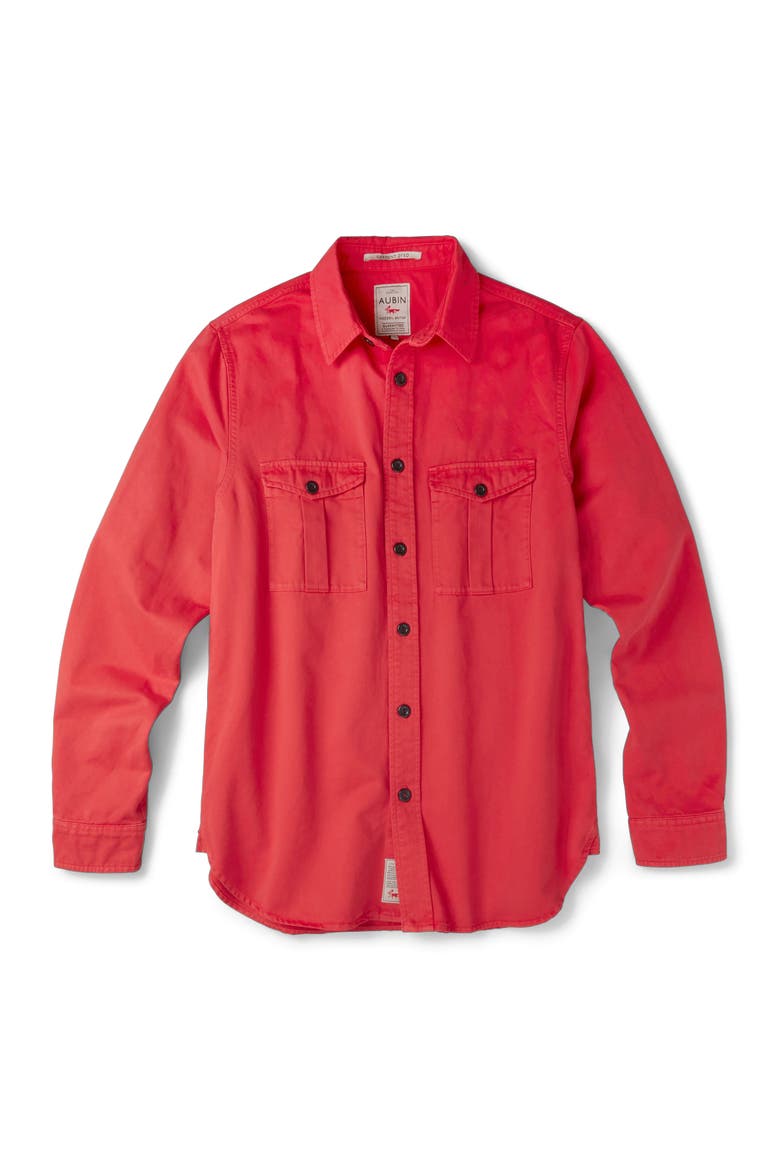 Cole Long Sleeve Twill Overshirt, Alternate, color, Washed Red