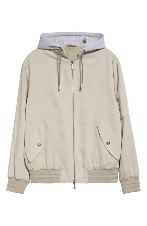 Eleventy Silk Hoodie Bomber Jacket In Neutral