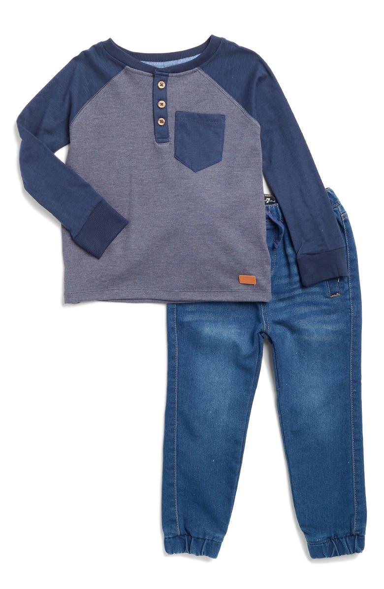 7 For All Mankind Kids' Henley & Joggers Set, Main, color,