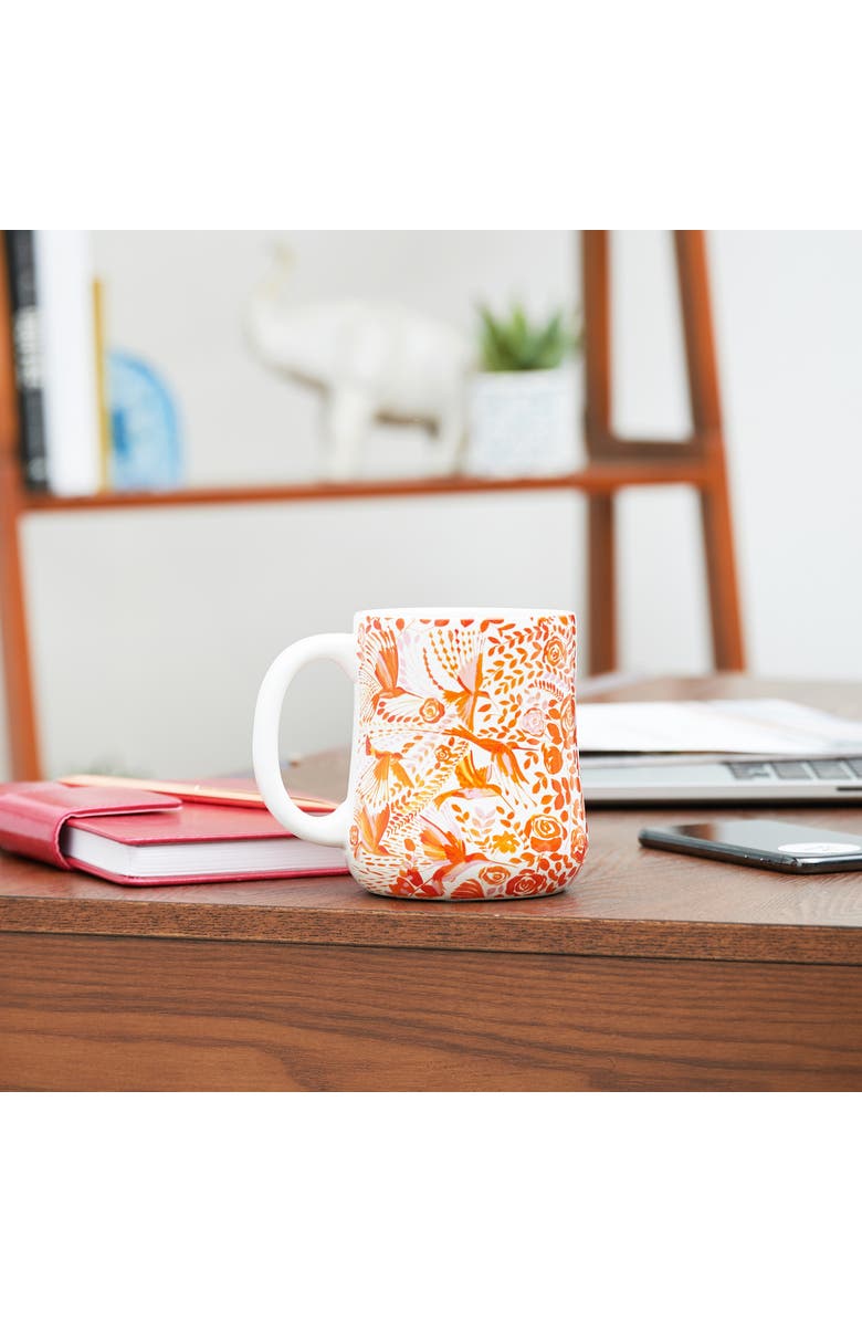 carol & frank 16 oz. Orange Hummingbird Floral Ceramic Coffee Tea Hot Cocoa Drinking Mug w/ Handle, Alternate, color, Orange