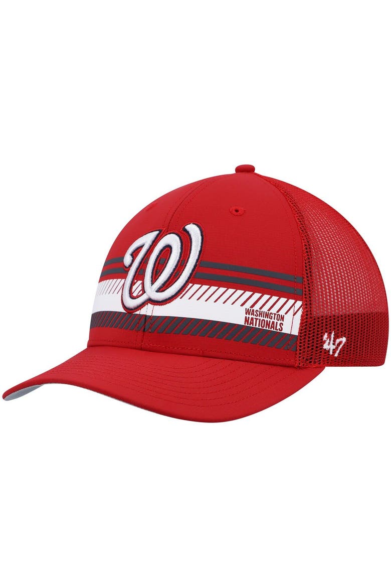 Men's '47 Red Washington Nationals Cumberland Trucker Snapback Hat, Main, color, Red