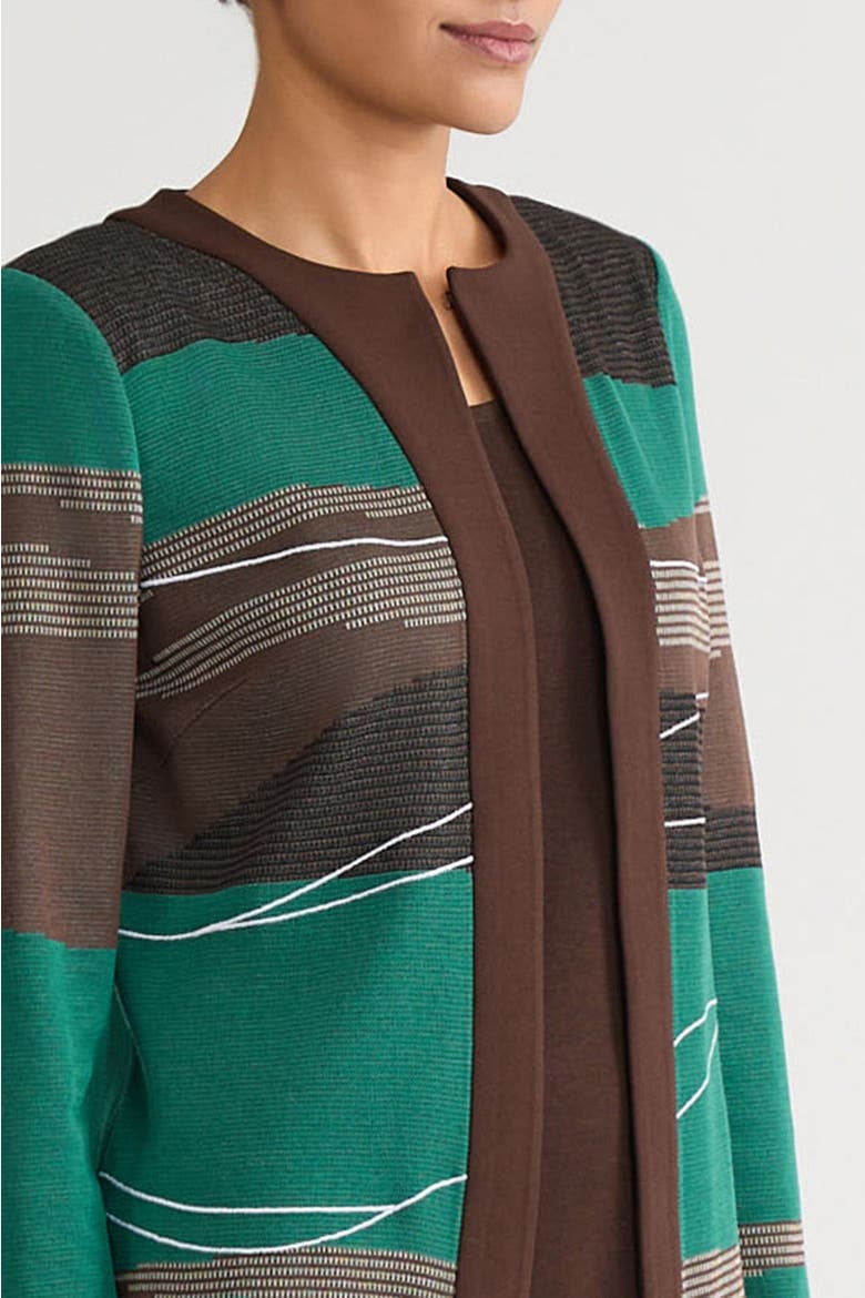 Heritage Embroidered Landscape Jacquard Knit Jacket, Alternate, color, Everest/Dark Umber/Black/Ivory