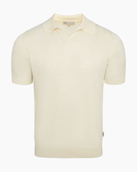 Linen Johnny Collar Polo Sweater