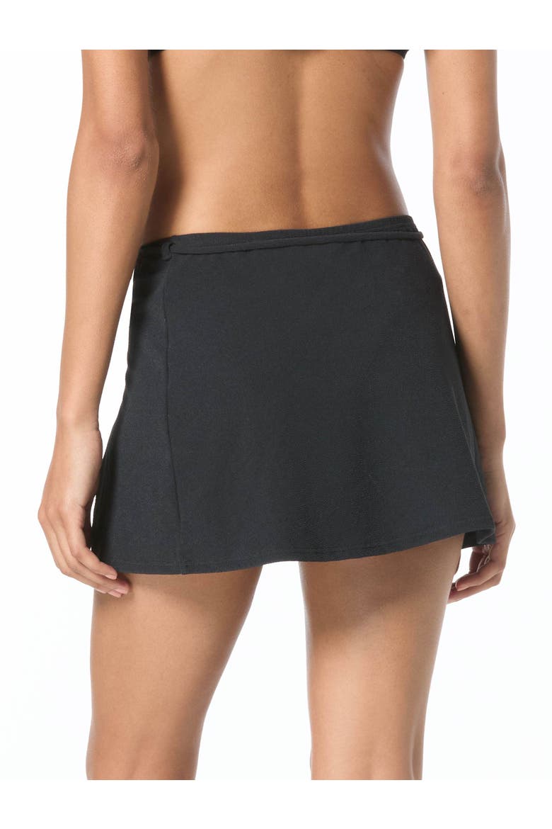 Oval Link Crepe Solids Coverup Skirt Swim, Alternate, color, Black