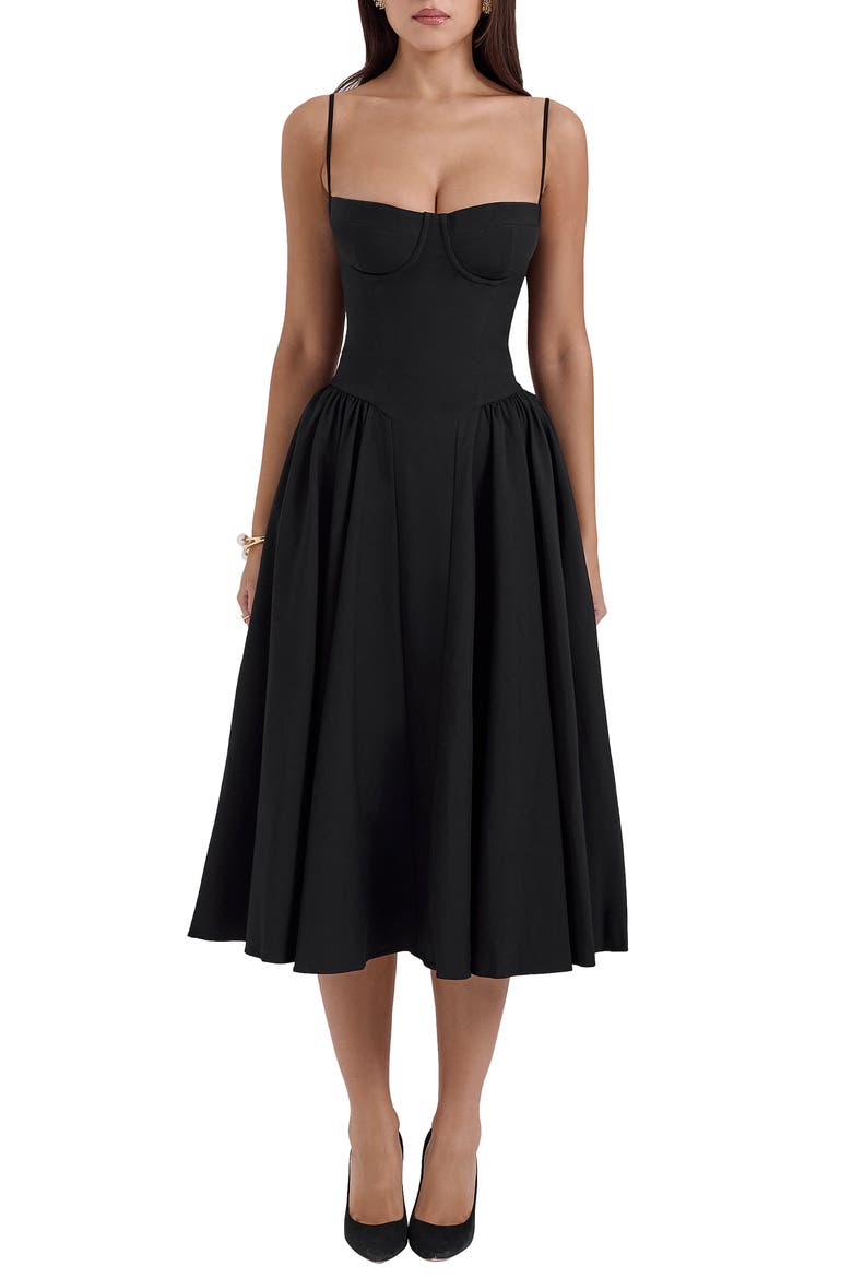 Samaria Underwire Fit & Flare Cocktail Dress, Main, color, BLACK