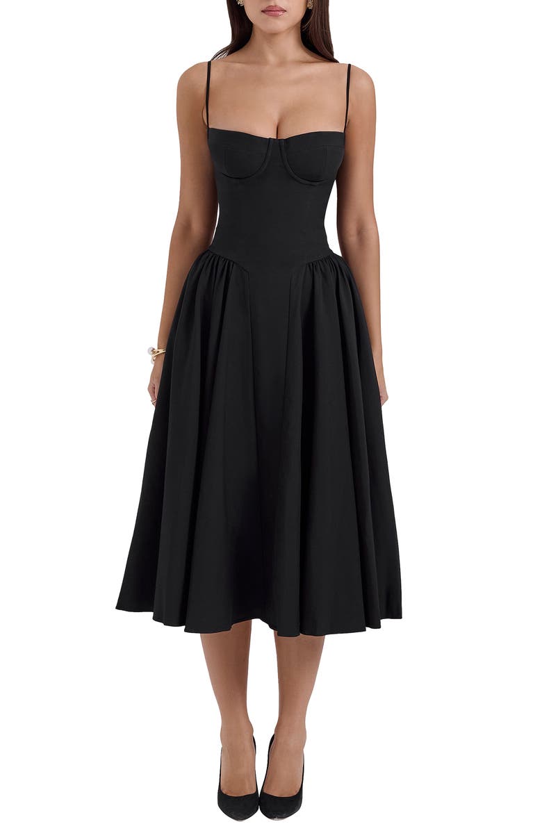 HOUSE OF CB Samaria Underwire Fit & Flare Cocktail Dress, Main, color, Black