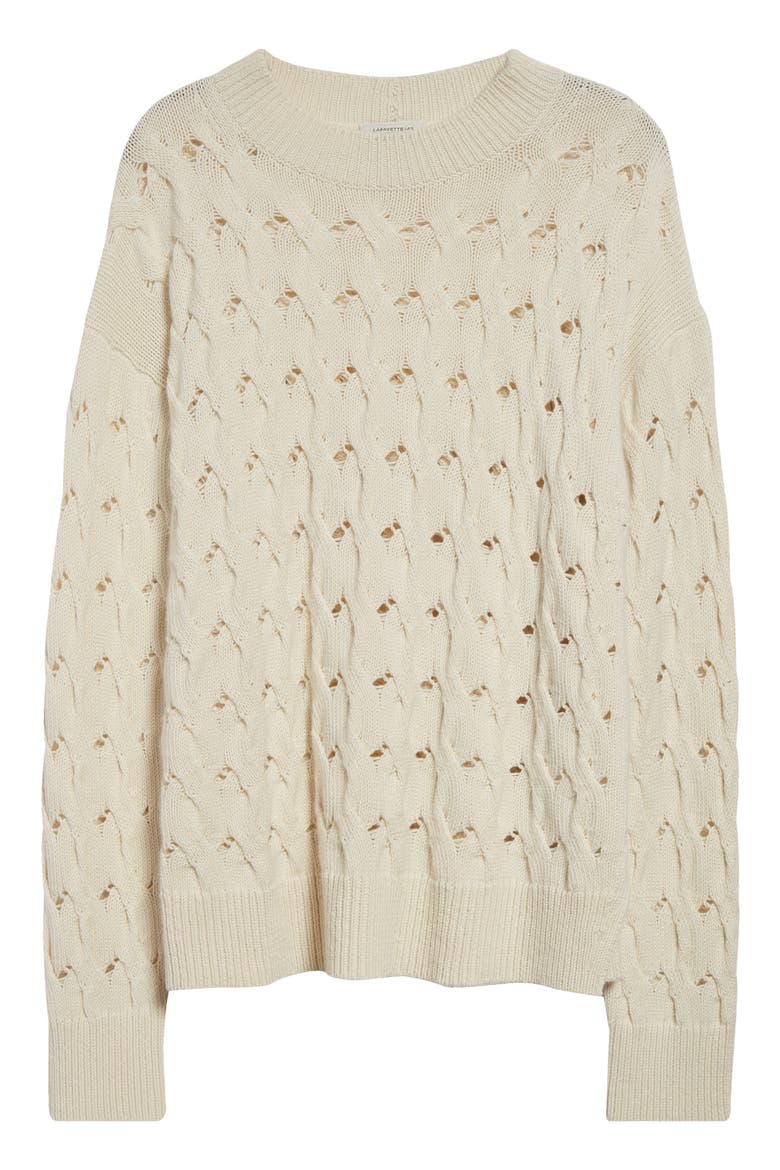 Cable Stitch Cashmere & Silk Sweater, Alternate, color, CLOUD