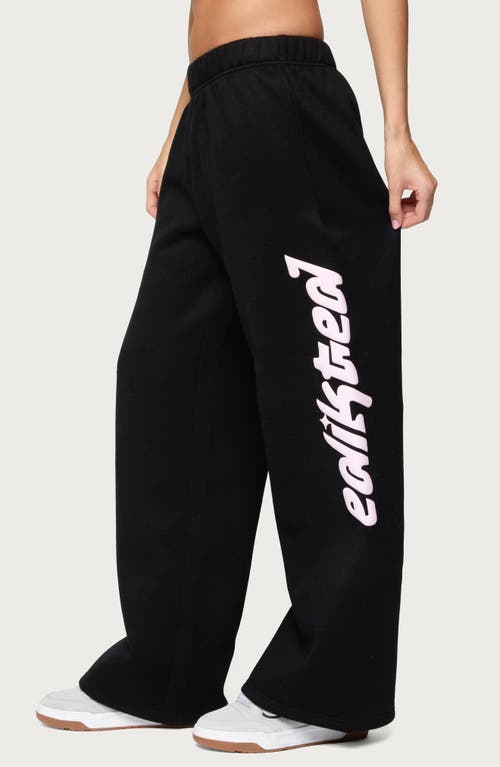Edikted Star Logo Wide Leg Sweatpants In Black