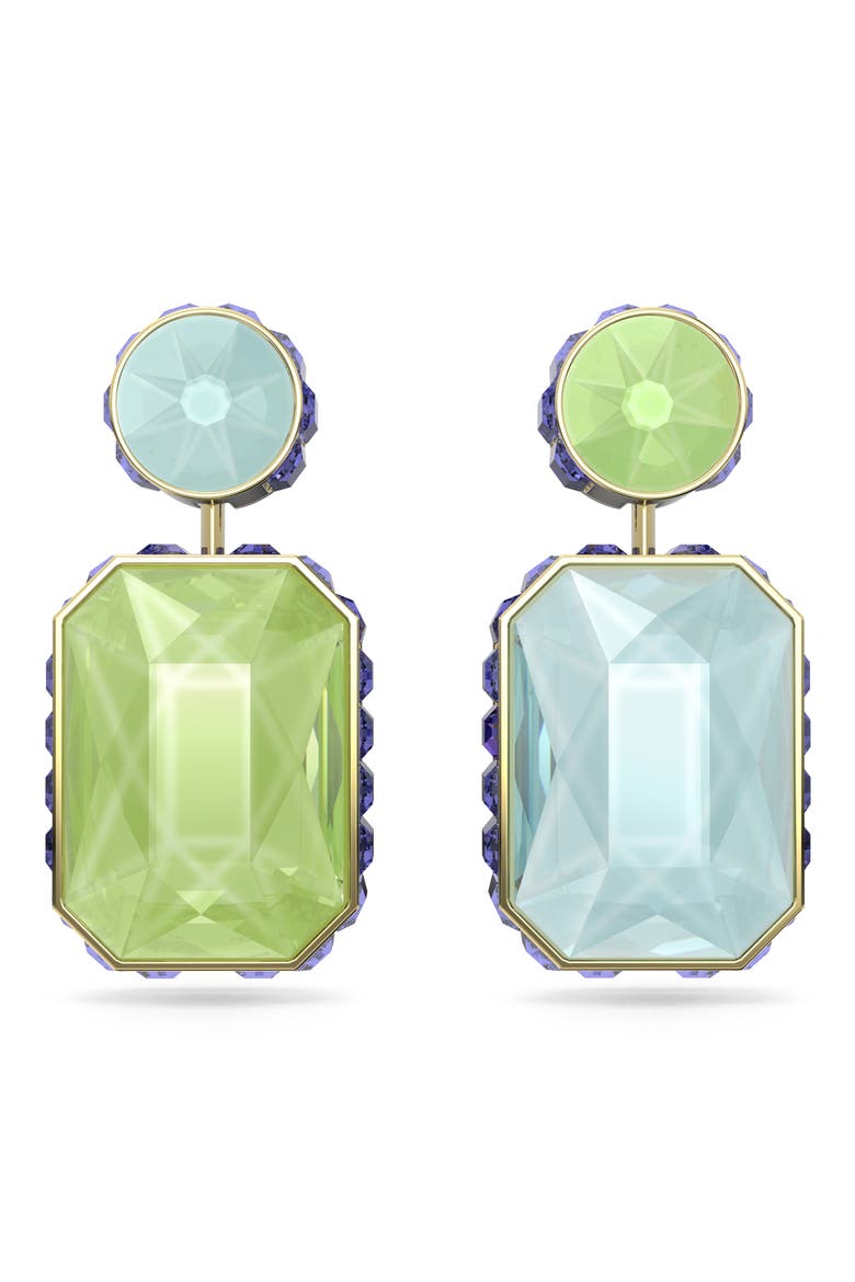Chroma Swarovski Mismatched Crystal Drop Earrings, Main, color, GREEN