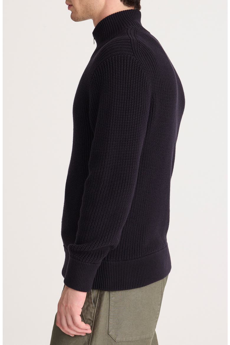Shaker Stitch Full Zip Cotton Sweater, Alternate, color, OBSIDIAN BLUE