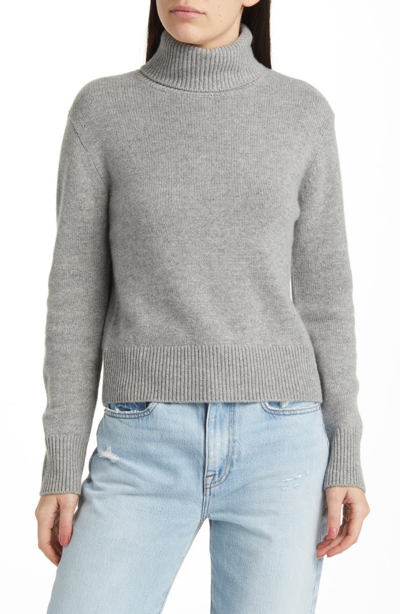 FRAME Cashmere Turtleneck Sweater, Main, color, Heather Grey