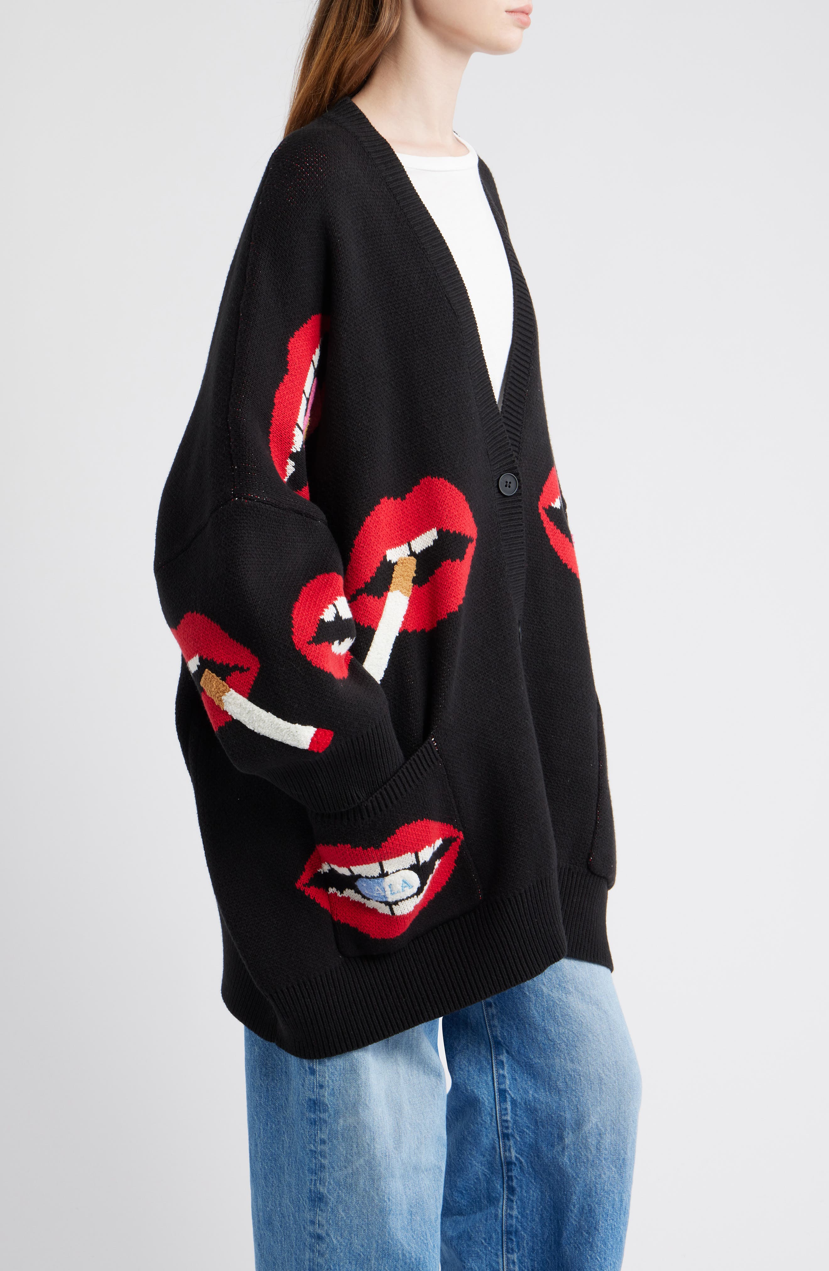 Dressed in Lala Smoking Mouth Oversize Cardigan (Women) | Nordstrom