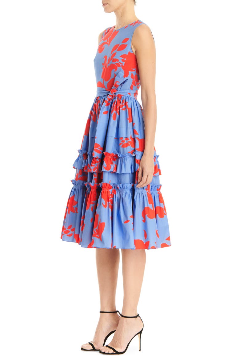 Floral Print Sleeveless A-Line Dress, Alternate, color, CIELO MULTI