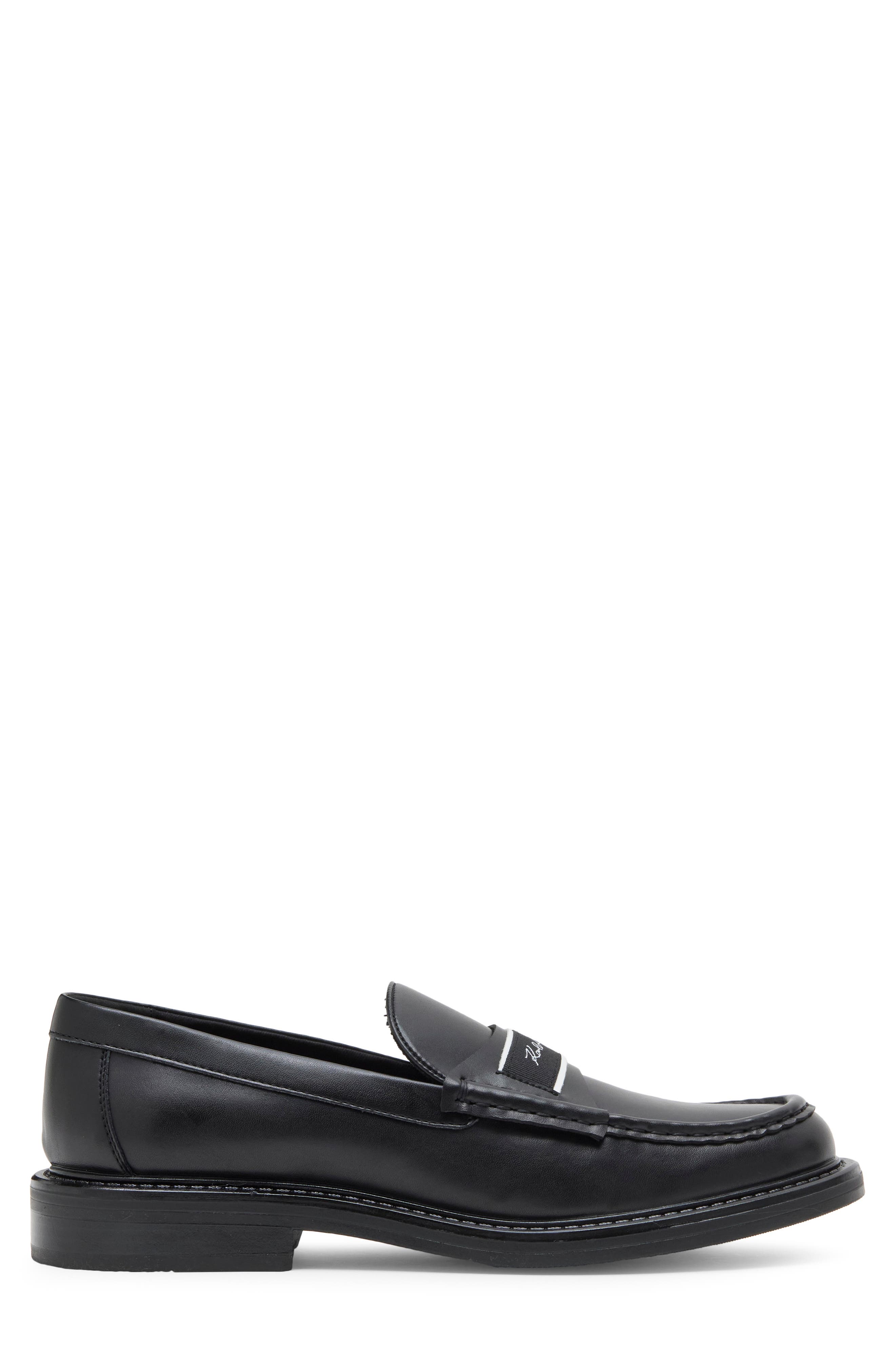 Dareau Faux Leather Penny Loafer, Alternate, color, BLACK