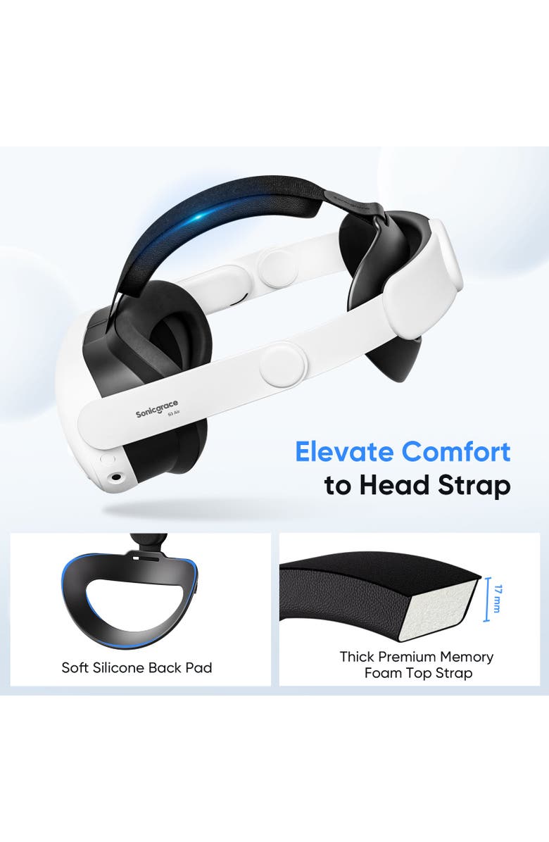 Sonicgrace S3 Air Comfort Head Strap for Meta Quest 3 and 3S, Alternate, color, White