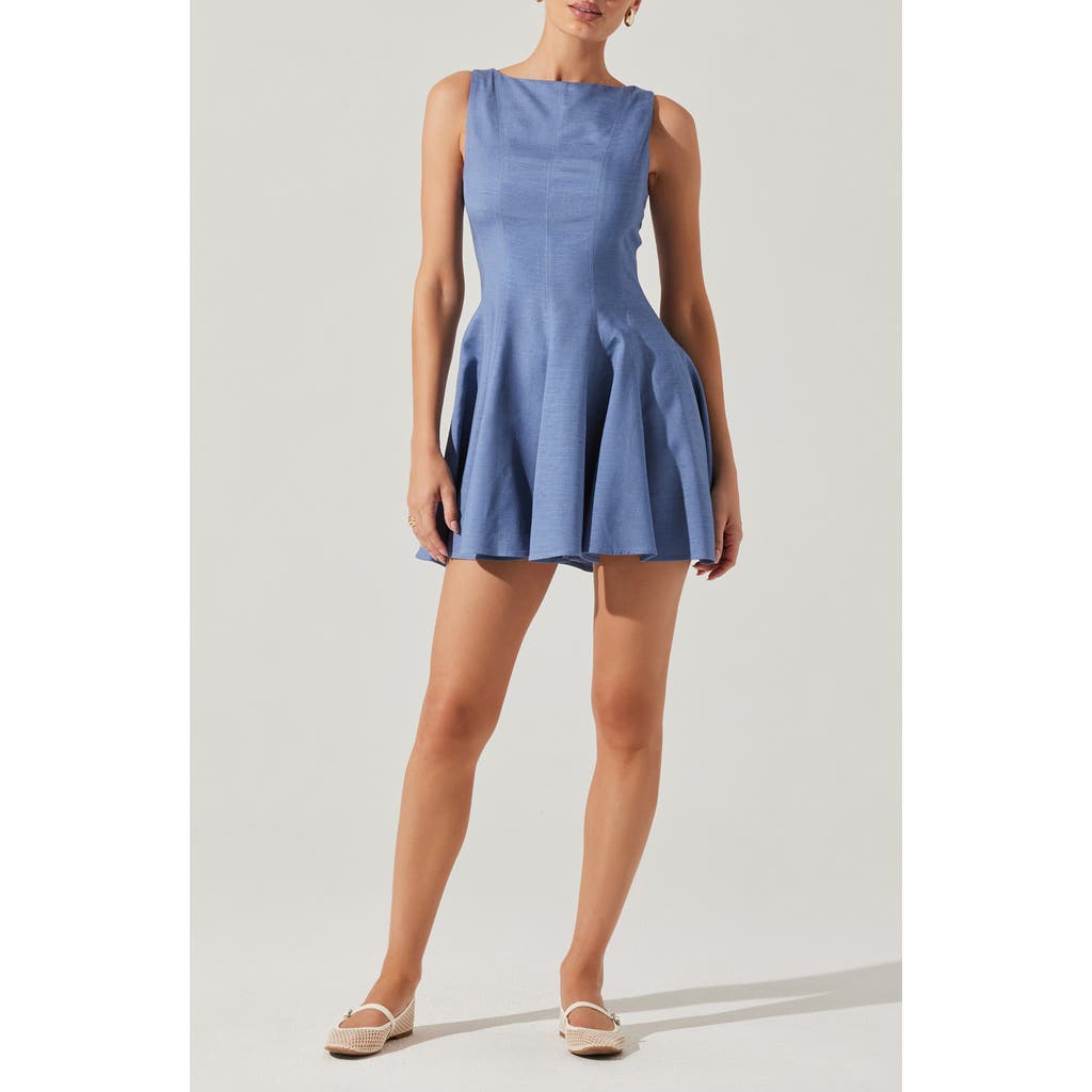 Astr The Label Xaria Sleeveless Skater Minidress In Blue