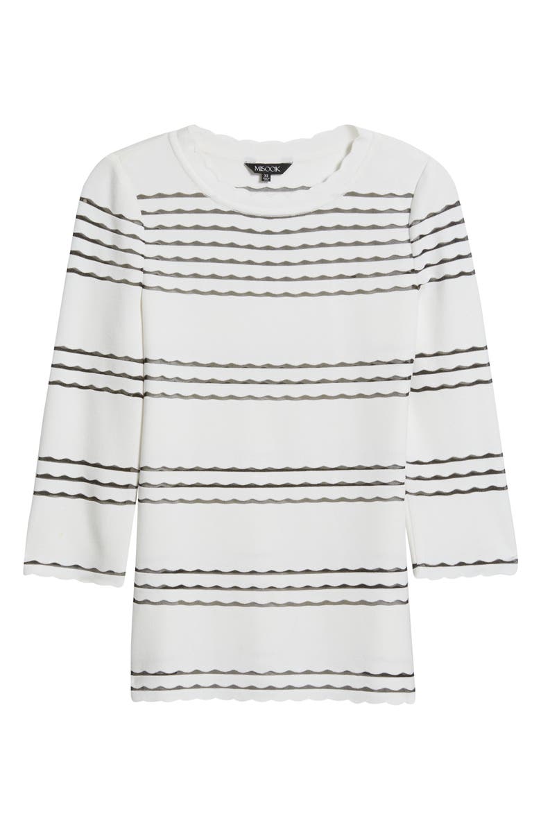 Misook Scalloped Trim Tunic, Alternate, color, White/Black