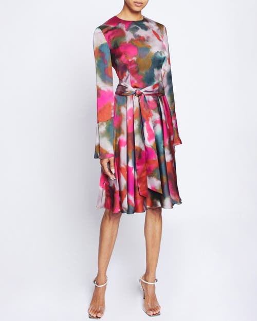 Santorelli Roni Abstract-print Charmeuse Dress In Sedona Multi
