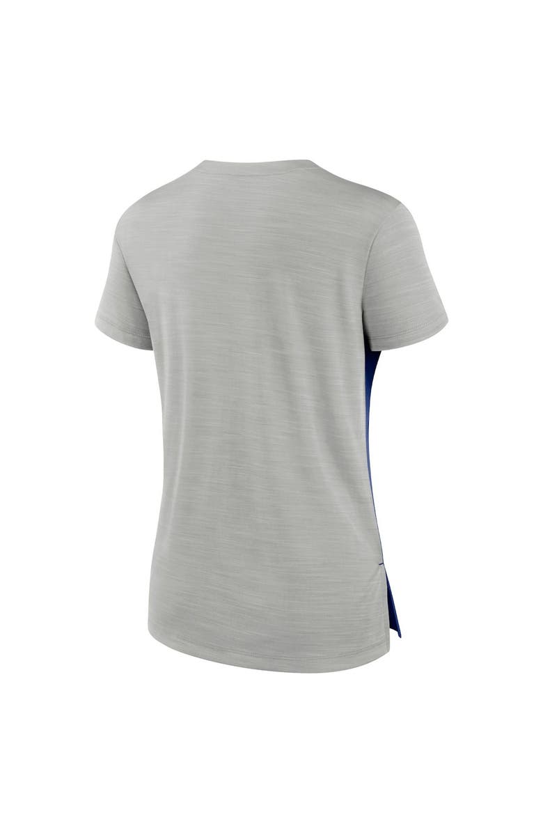 Nike Women's Nike Silver/Royal Chicago Cubs Slub Performance V-Neck Boxy T-Shirt, Alternate, color,