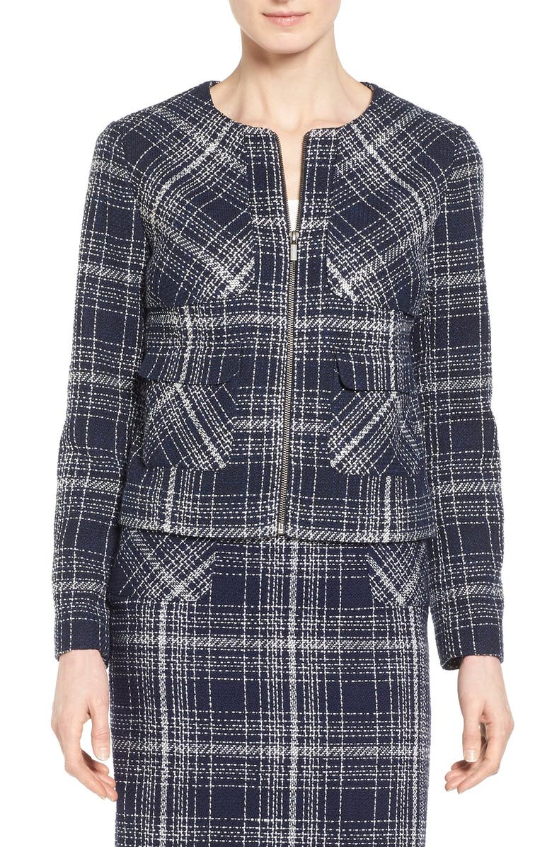 Halogen<sup>®</sup> Zip Front Tweed Jacket, Main, color, 