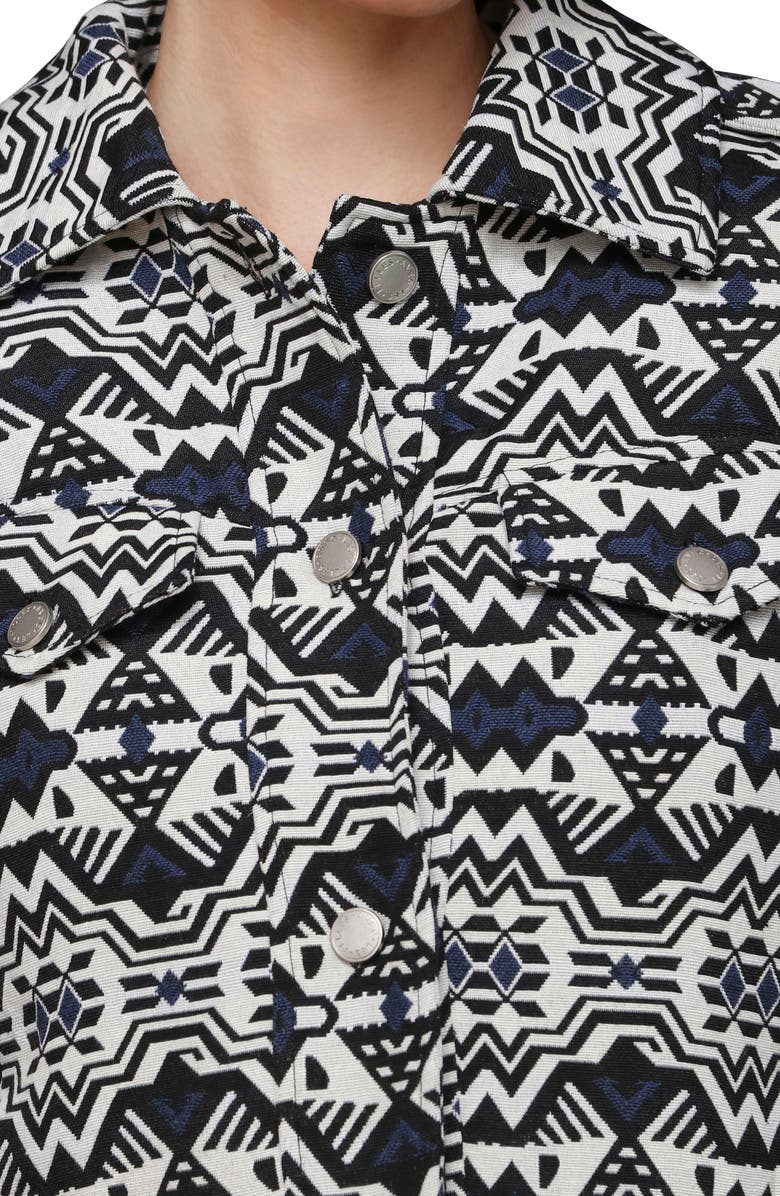 Avec Les Filles Geometric Jacquard Crop Trucker Jacket, Alternate, color, Black-Cream Jacquard