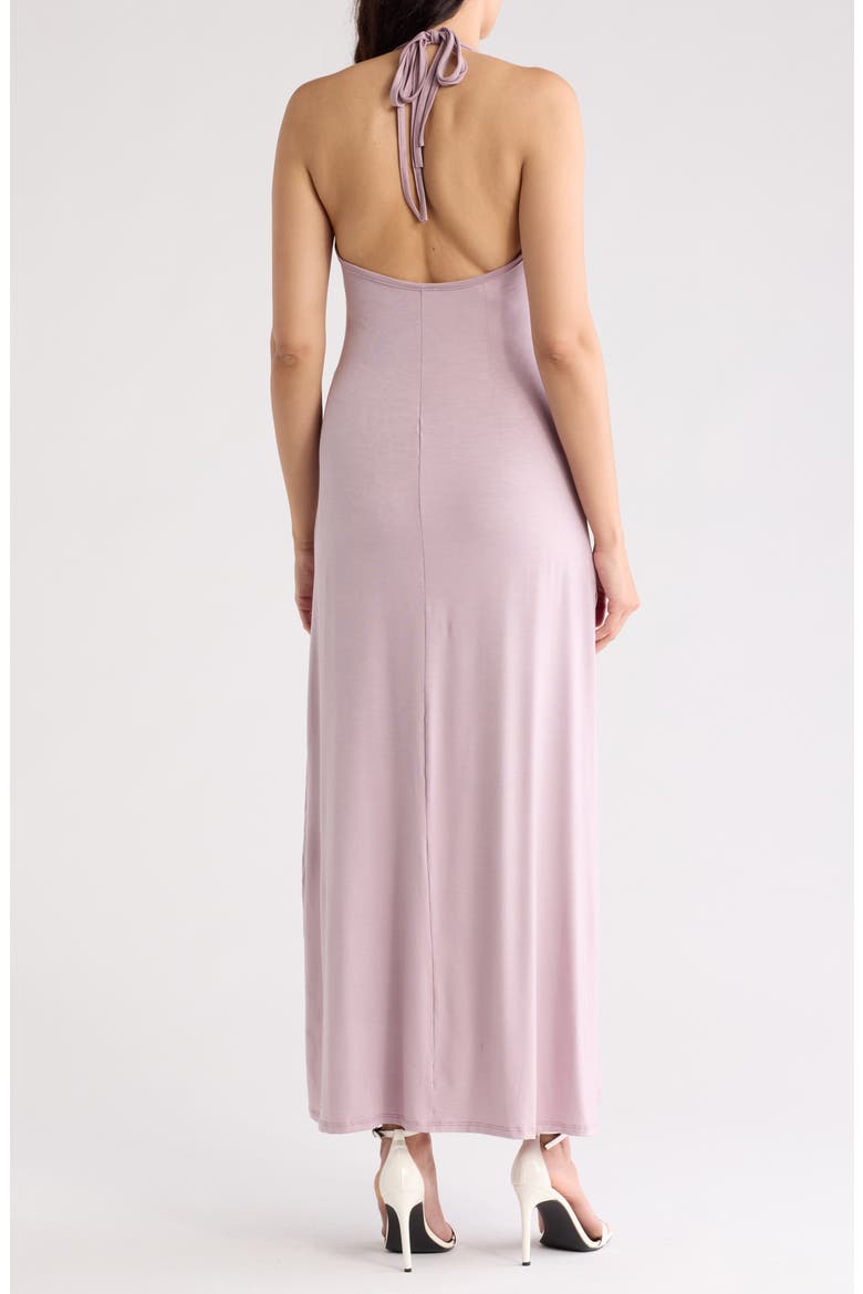 Plunge Halter Neck Maxi Dress, Alternate, color, ELDERBERRY