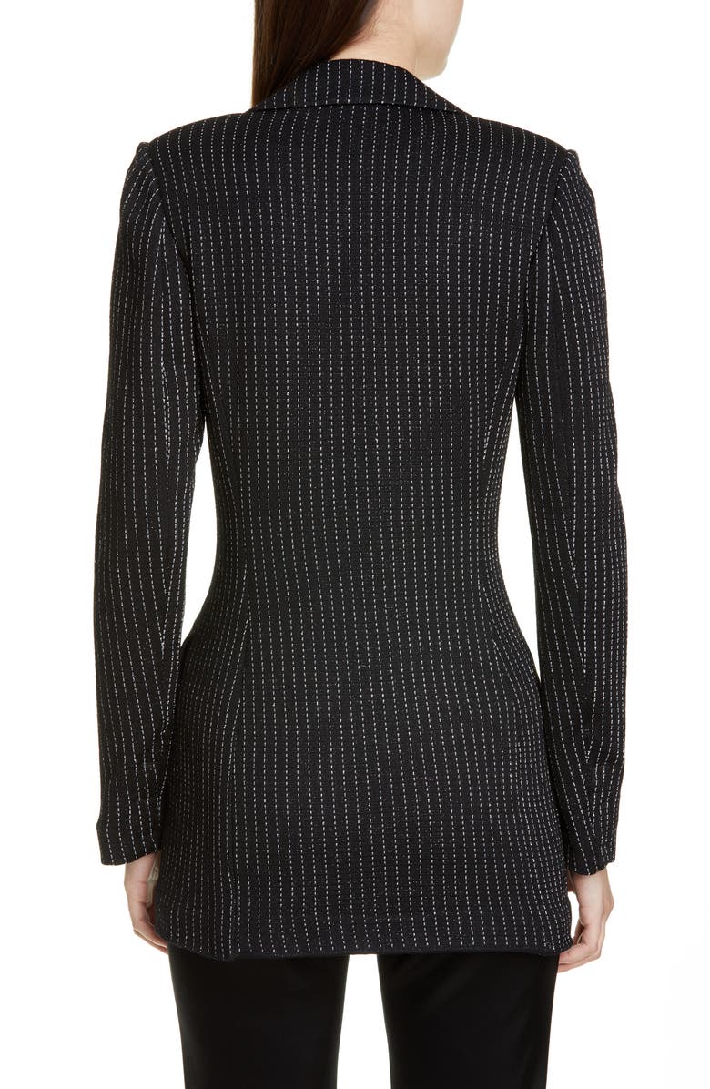 St. John Collection Evening Paillette Pinstripe Double Breasted Blazer, Alternate, color,