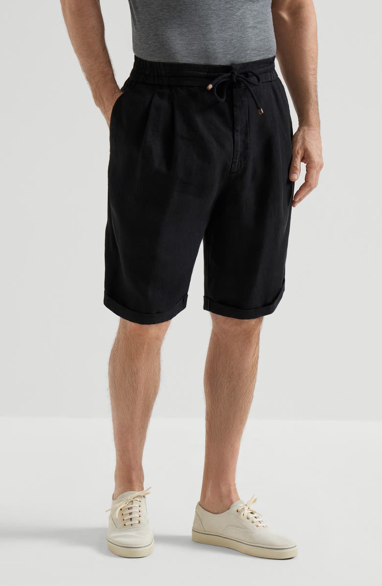 Brunello Cucinelli Gabardine Bermuda shorts, Alternate, color, Black
