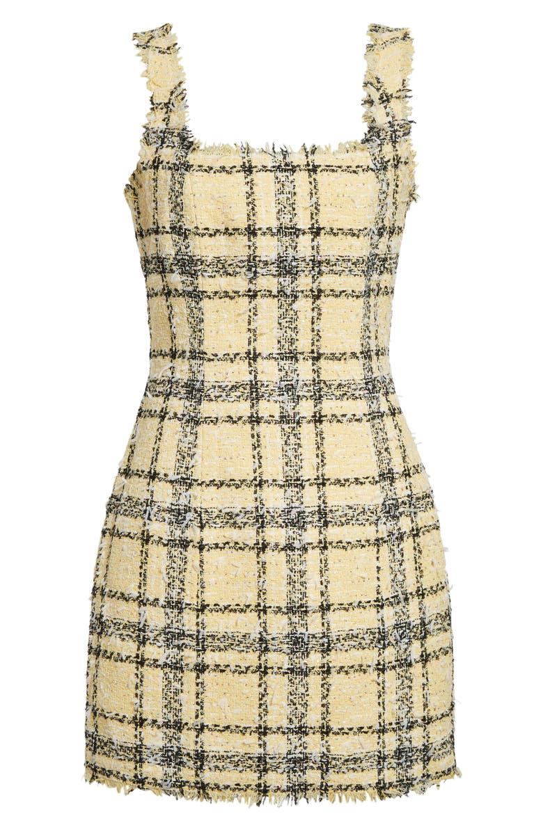 Balmain Check Glitter Tweed Minidress, Alternate, color, Yellow