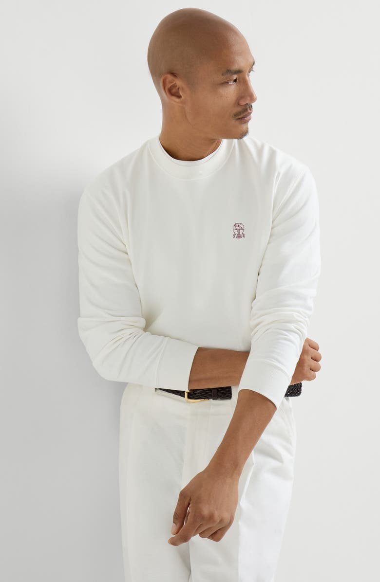 Brunello Cucinelli Cotton French terry sweatshirt, Alternate, color, Off-White