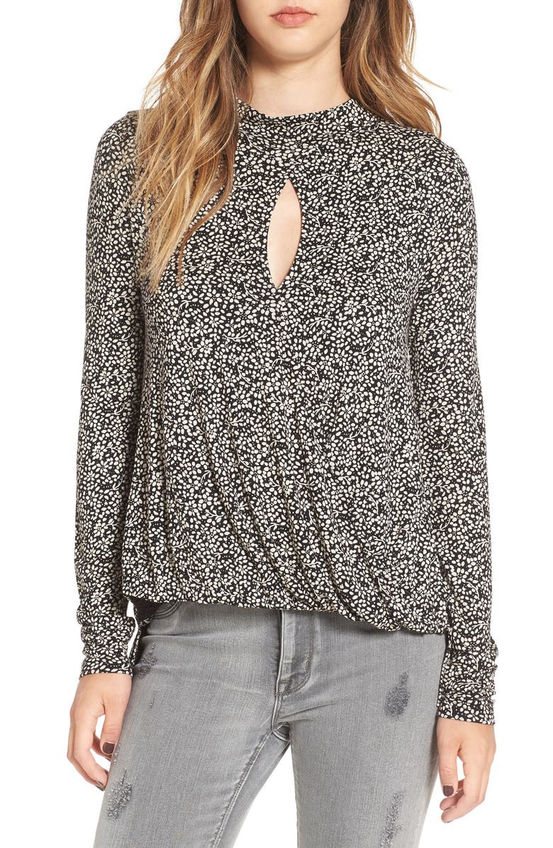 Sun & Shadow Print Surplice Top, Main, color, 