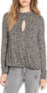 Sun & Shadow Print Surplice Top