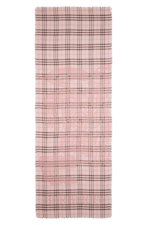 EKD Check Wool & Silk Gauze Fringe Scarf